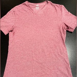 Short Sleeve Red Slim Fit V-neck T Shirt